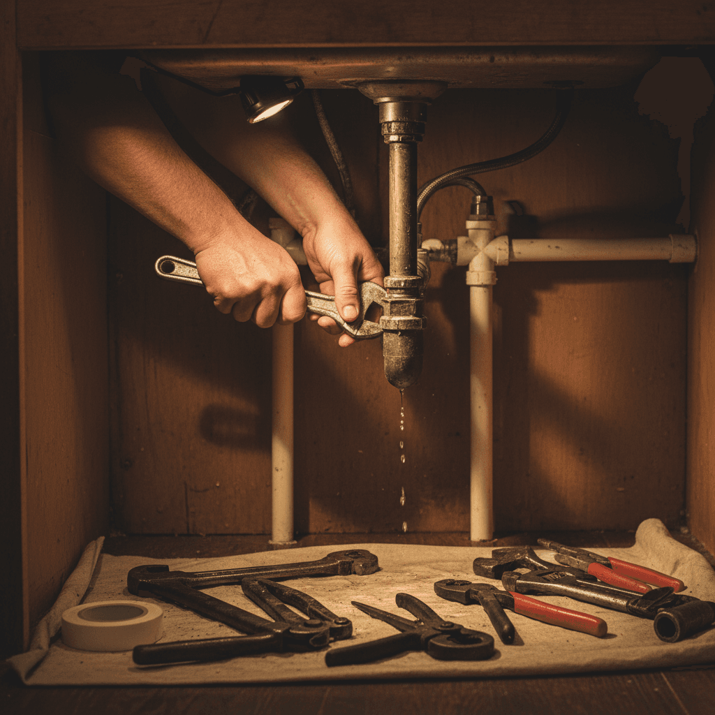 Plumbing work - under-sink leak repair